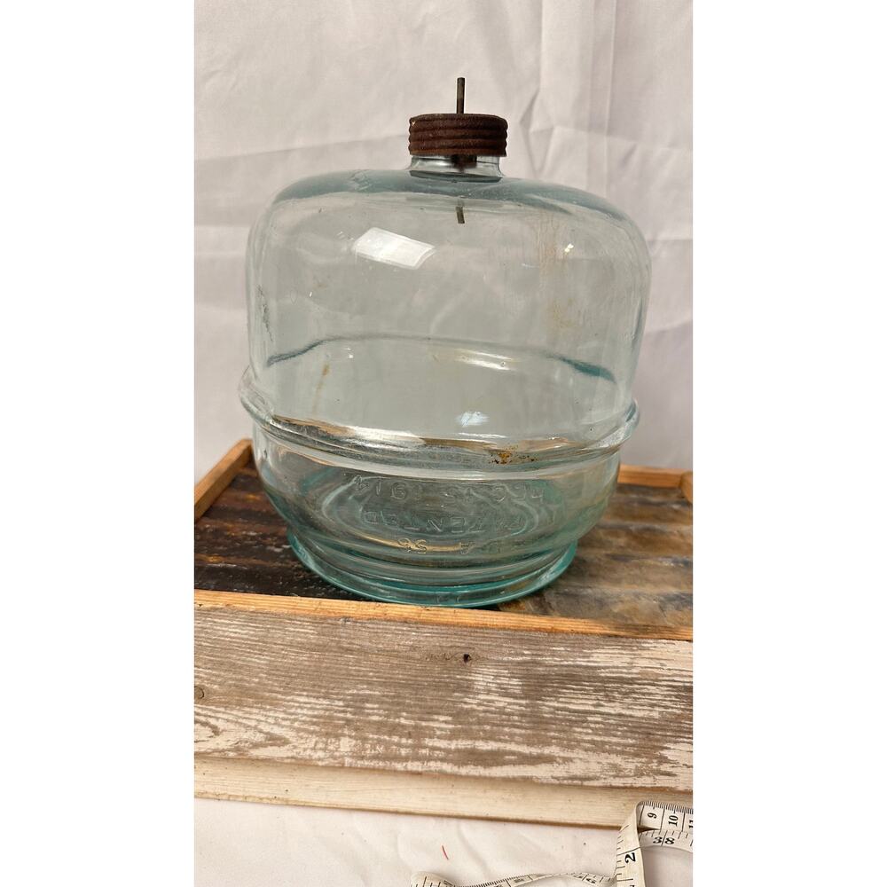 1914 Kerosene Dispenser Unique Vintage Glass Jar